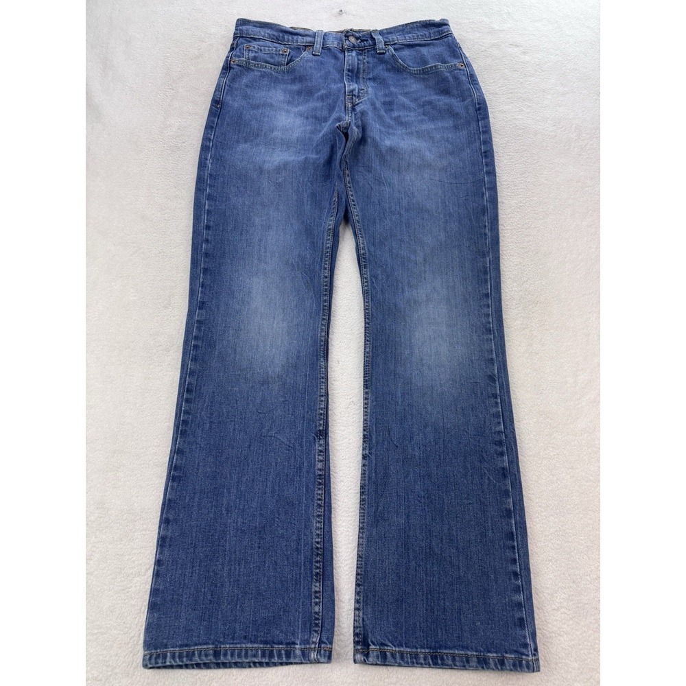 Levis 527 Jeans Men 32x32 Blue Slim Boot Distressed Whisker Denim Cowboy Western